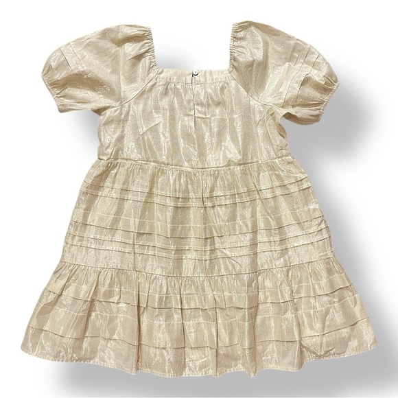 Crewcuts | Pin Tuck Dress in Gold Lamé (10) - Picture 4 of 7
